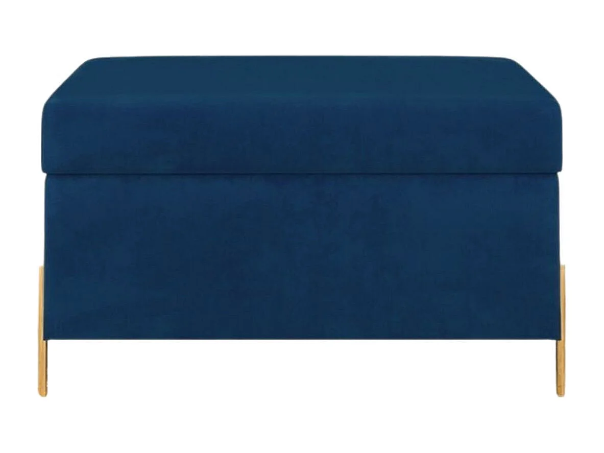 Granatowa tapierowana ławka Dancan BORGO z pojemnikiem