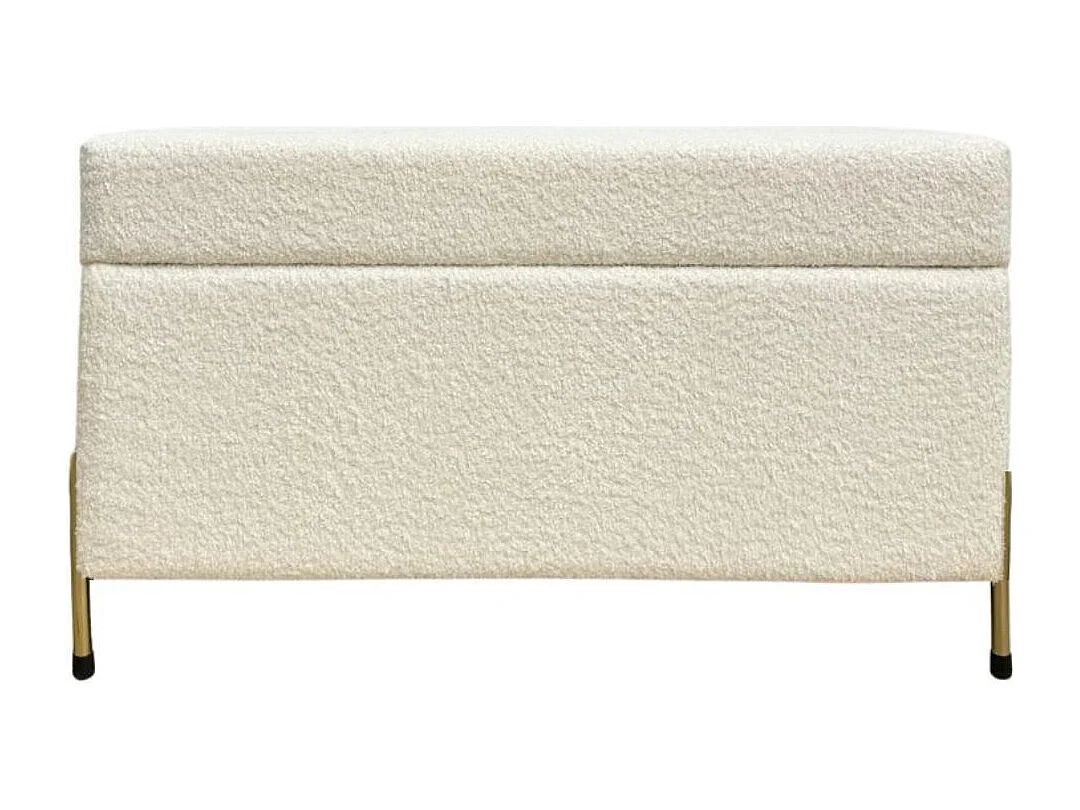 Kremowa tapierowana ławka Dancan BORGO z pojemnikiem -boucle