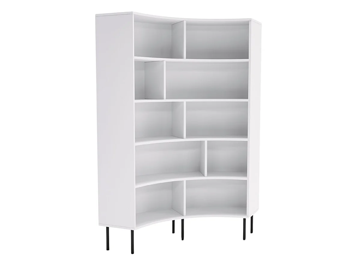 Bücherregal Horn, weiß, bogenform, 10 fächern