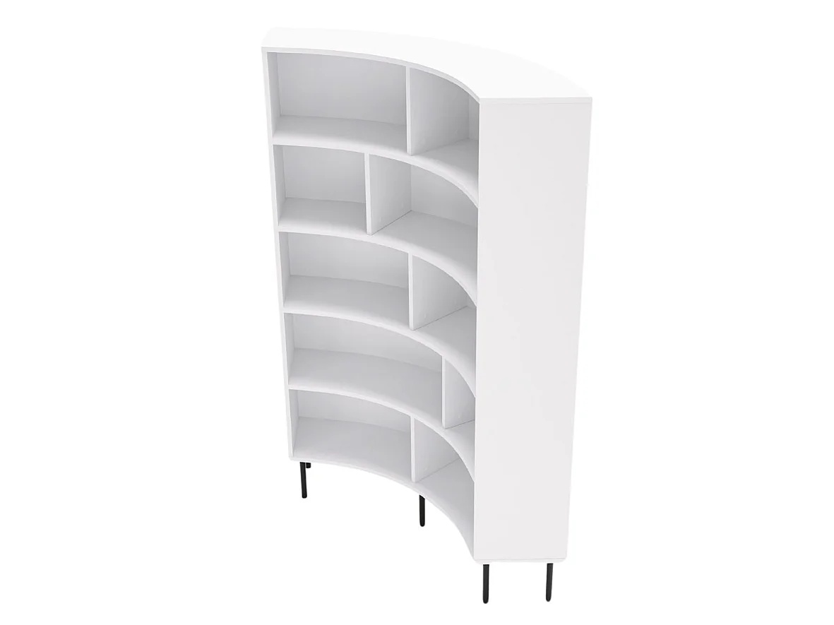 Bücherregal Horn, weiß, bogenform, 10 fächern