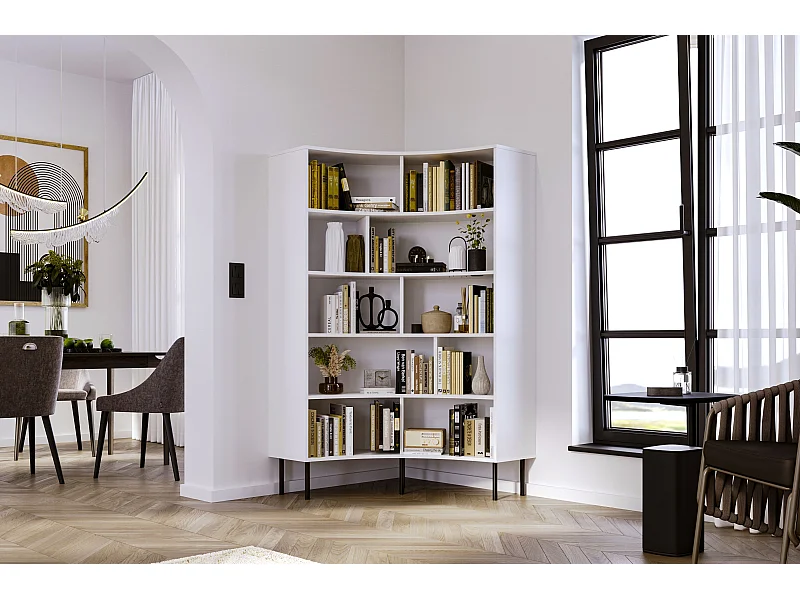 Bücherregal Horn, weiß, bogenform, 10 fächern