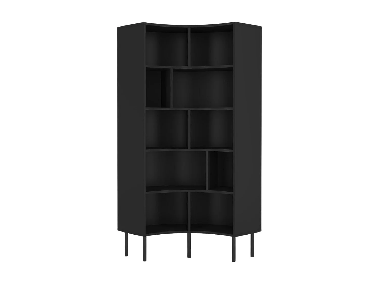 Bücherregal Horn, schwarz, bogenform, 10 fächern, 80 cm