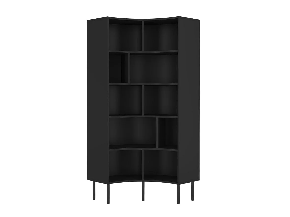 Narożny regał Skandica HORN z czarnymi nogami /czarny /80 cm