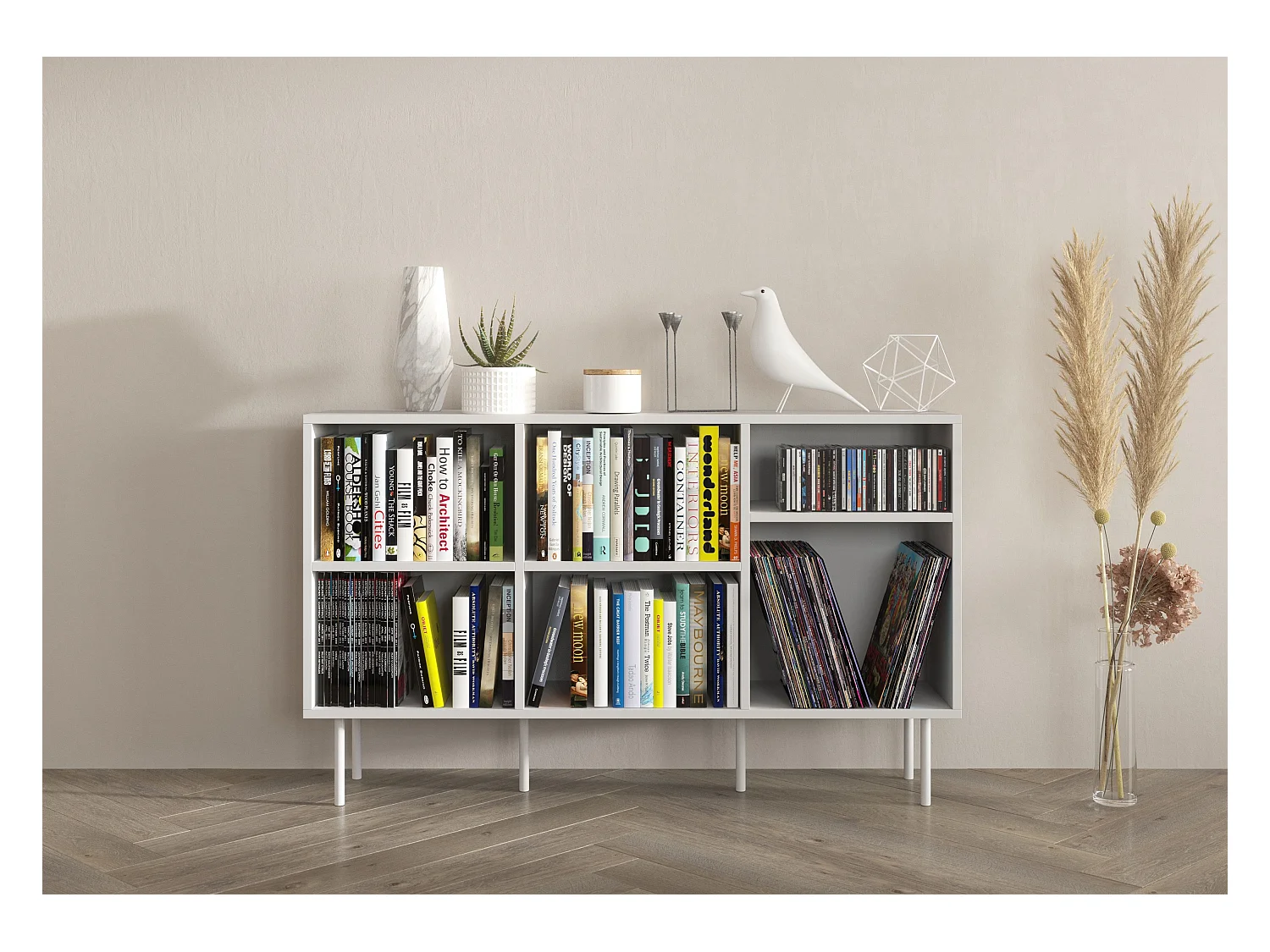 Bibliothèque étagère / moderne blanche MIRKA / 130 cm