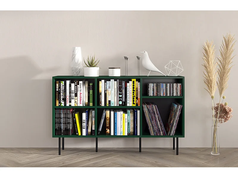 Sideboard Mirka, grün, offene fächer, minimalistisch