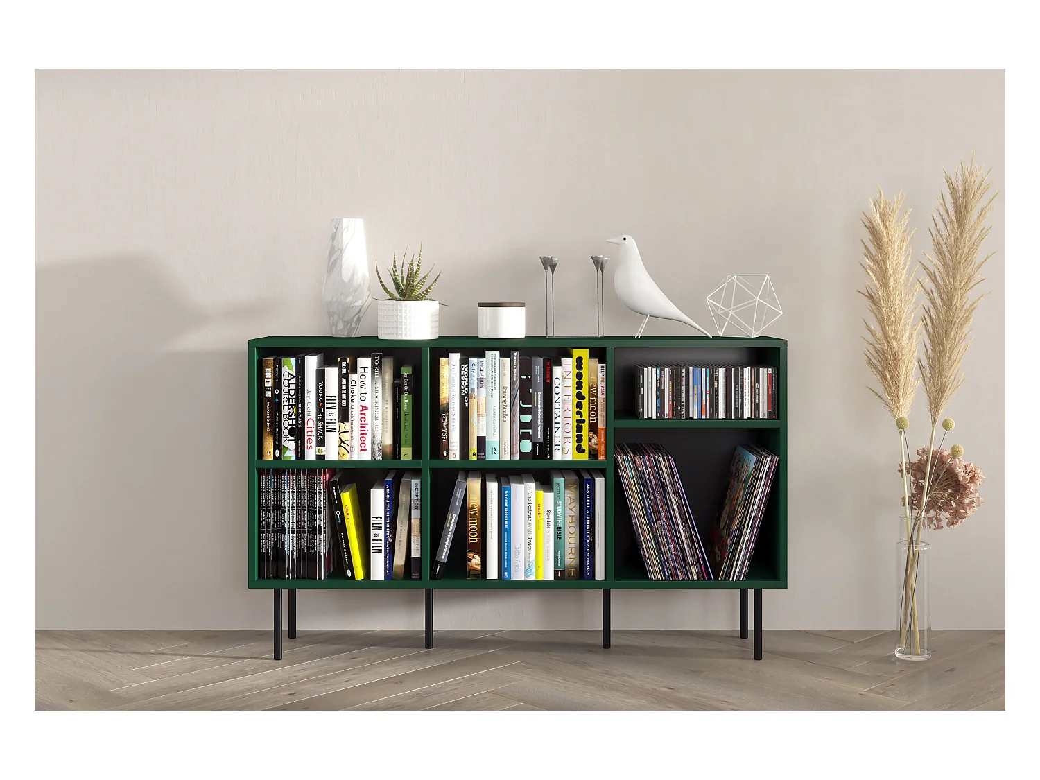 Bibliothèque étagère / moderne verte MIRKA / 130 cm