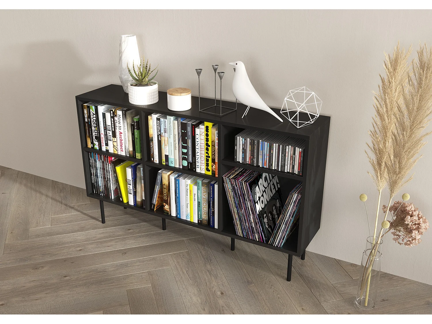 Otwarta komoda / regał w czarnym kolorze Dancan MIRKA