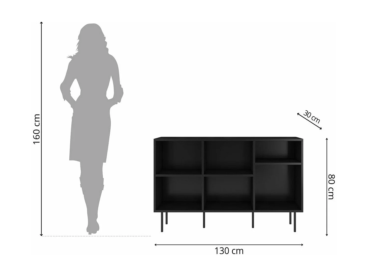 Otwarta komoda / regał w czarnym kolorze Dancan MIRKA