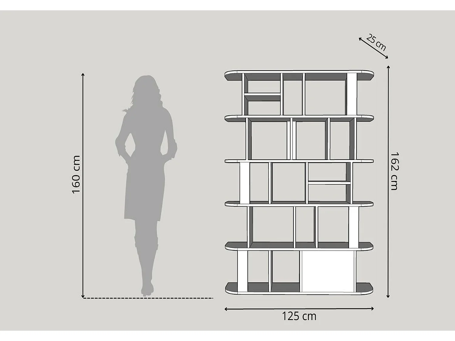 Bibliothèque Etagère blanche moderne SALA / 125 cm