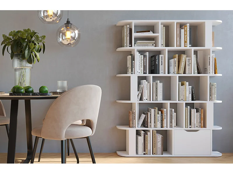 Bücherregal Sala, weiß, abgerundeten kanten, 24 fächern