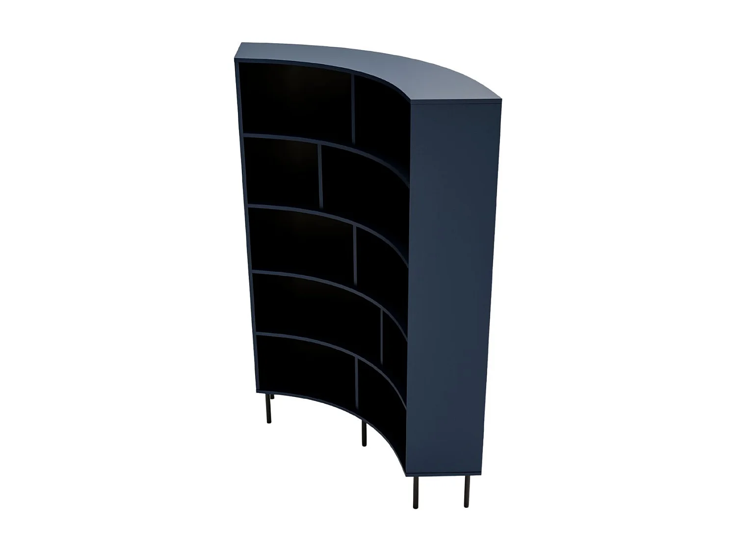 Bücherregal Horn, marinblau, bogenform, 10 fächern