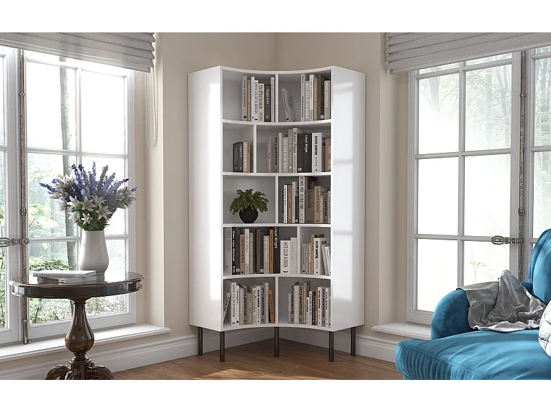 Bücherregal Horn, weiß, bogenform, 10 fächern, 80 cm