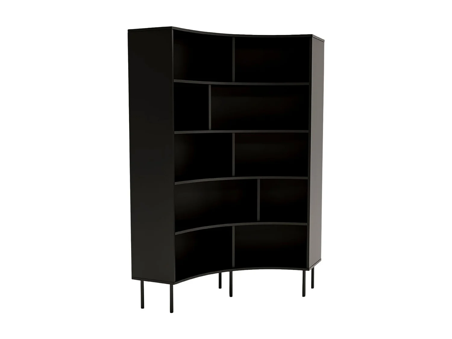 Bücherregal Horn, schwarz, bogenform, 10 fächern
