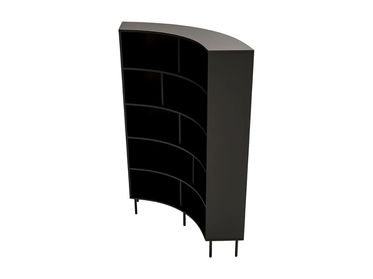 Bücherregal Horn, schwarz, bogenform, 10 fächern