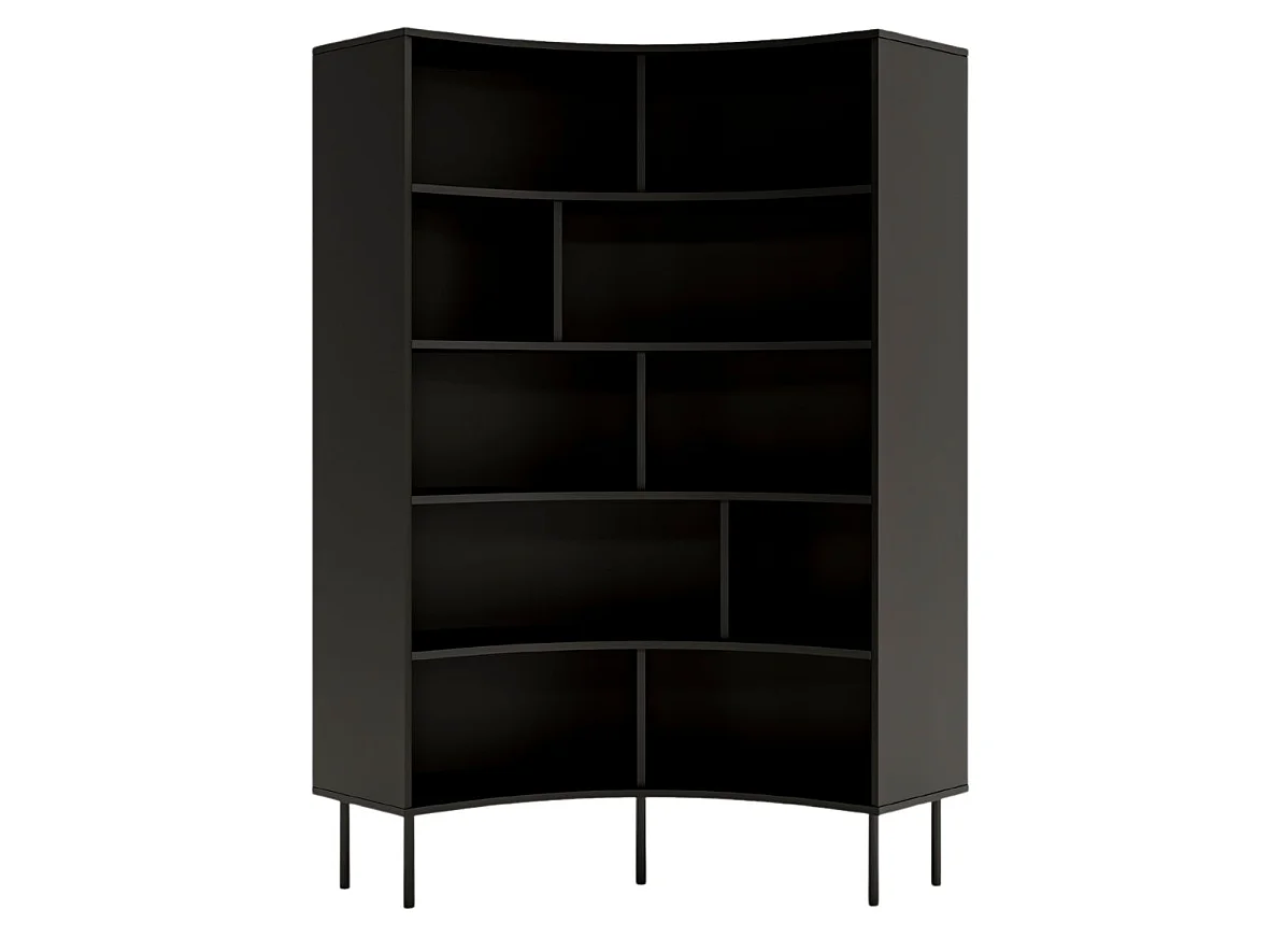 Bücherregal Horn, schwarz, bogenform, 10 fächern