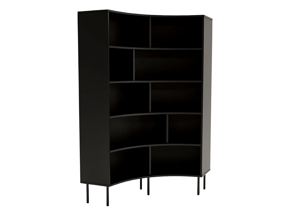 Bücherregal Horn, schwarz, bogenform, 10 fächern
