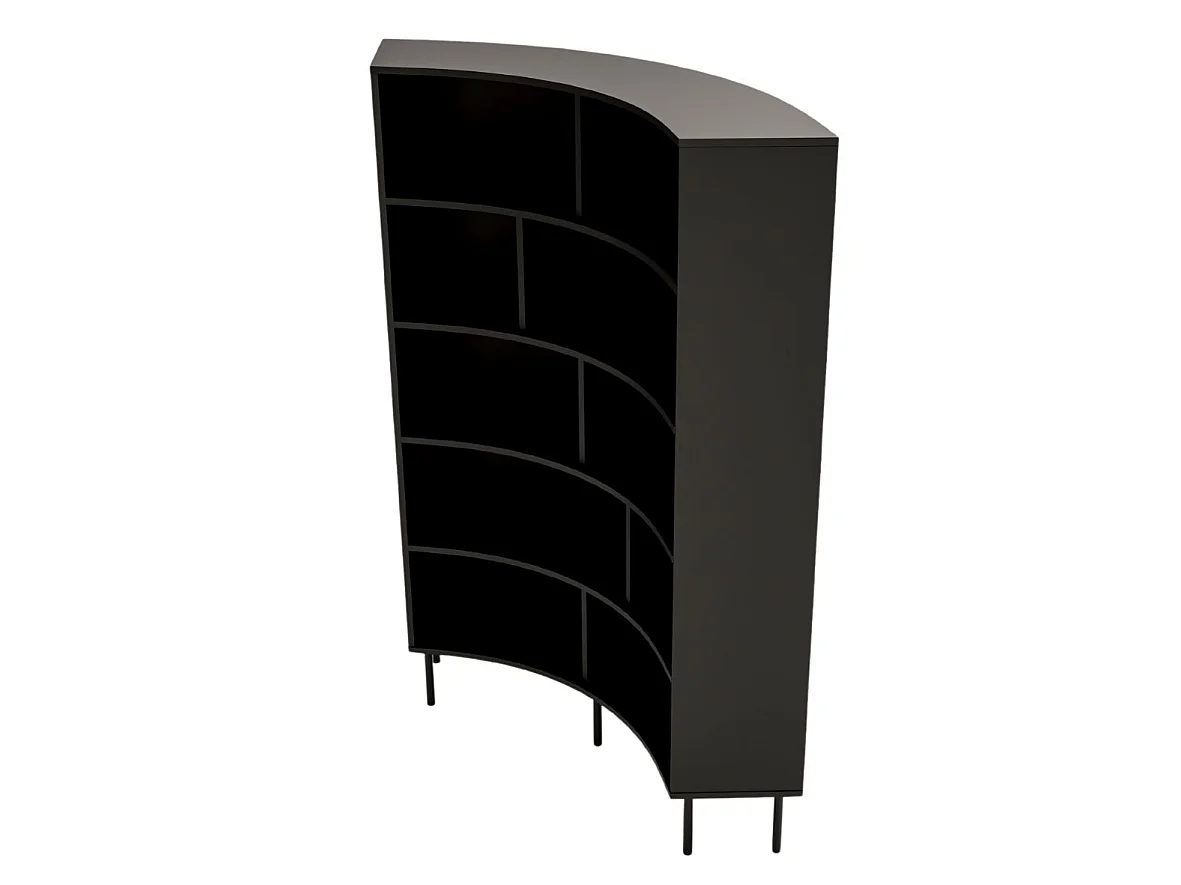 Bücherregal Horn, schwarz, bogenform, 10 fächern