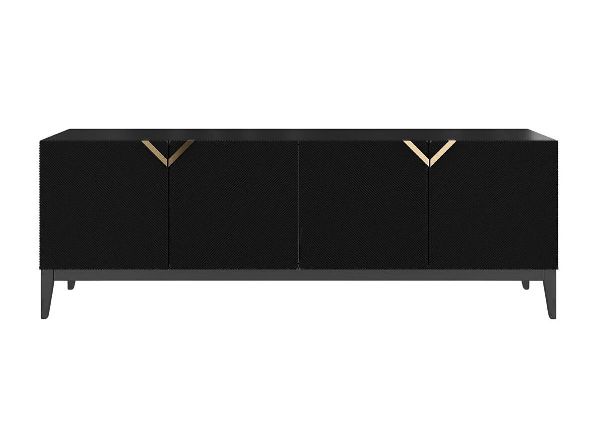 Sideboard Demi long, schwarz-gold, mit gefrästen fronten, massive buche