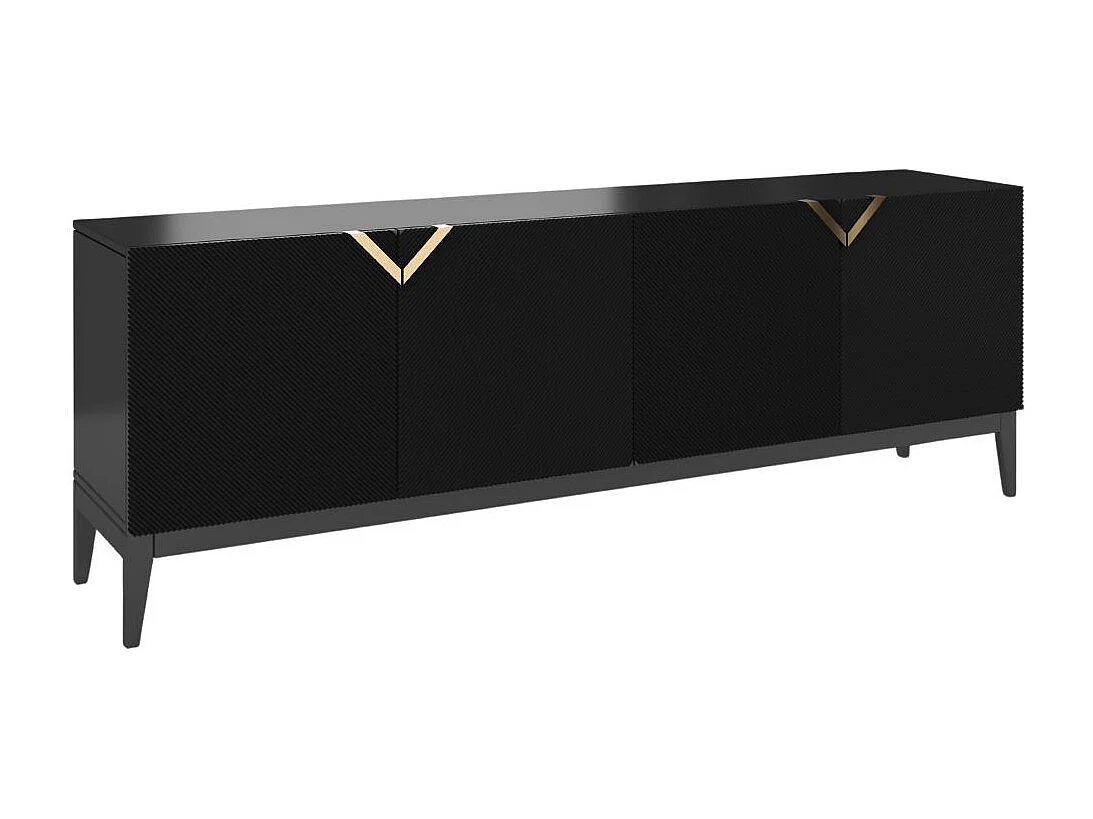 Sideboard Demi long, schwarz-gold, mit gefrästen fronten, massive buche