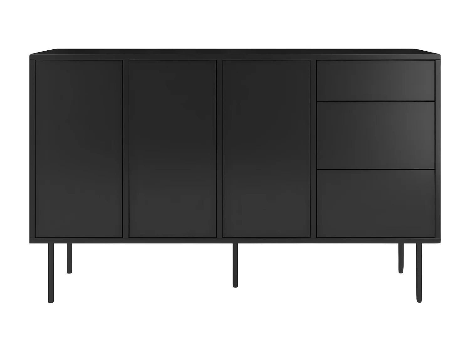 Sideboard Mirka, schwarz, push to open system, minimalistisch