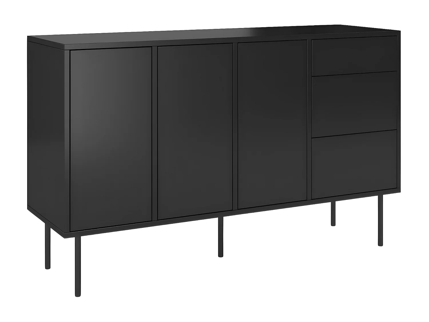 Sideboard Mirka, schwarz, push to open system, minimalistisch