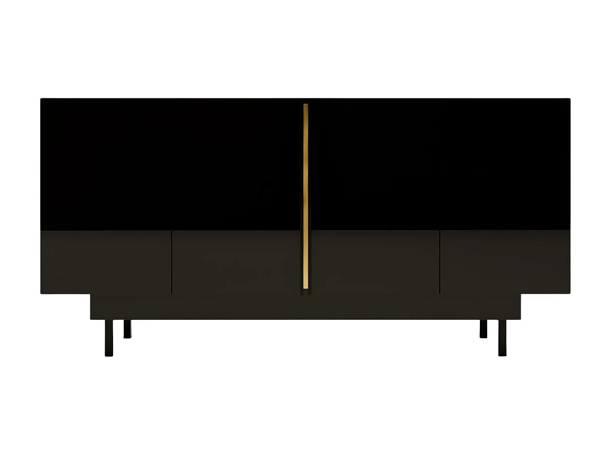 Buffet élégante noire brillante Dancan ARTEMISA avec des accessoires dorés