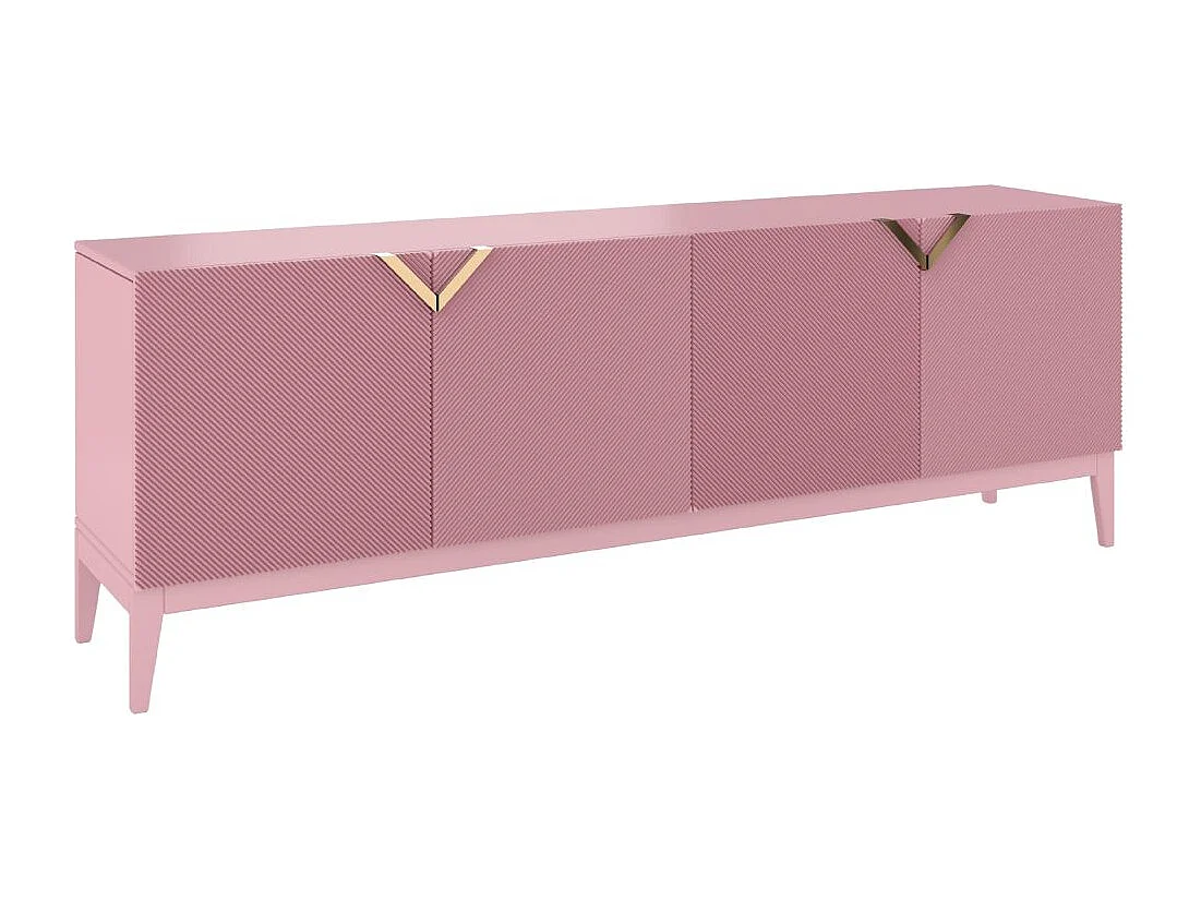 Sideboard Demi long, pink-gold, mit gefrästen fronten, massive buche