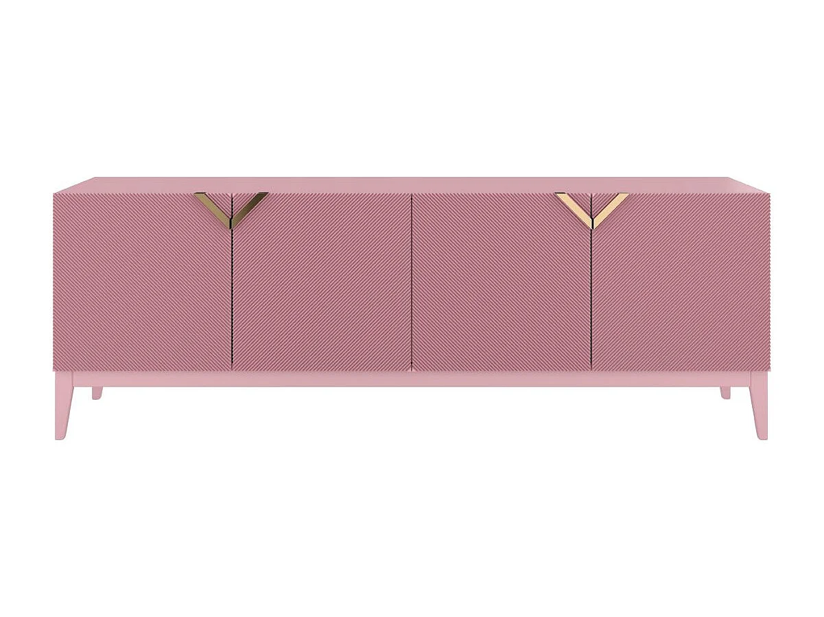 Sideboard Demi long, pink-gold, mit gefrästen fronten, massive buche