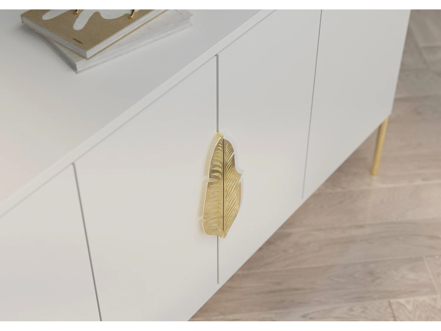 Sideboard Merlin, weiß, goldene details