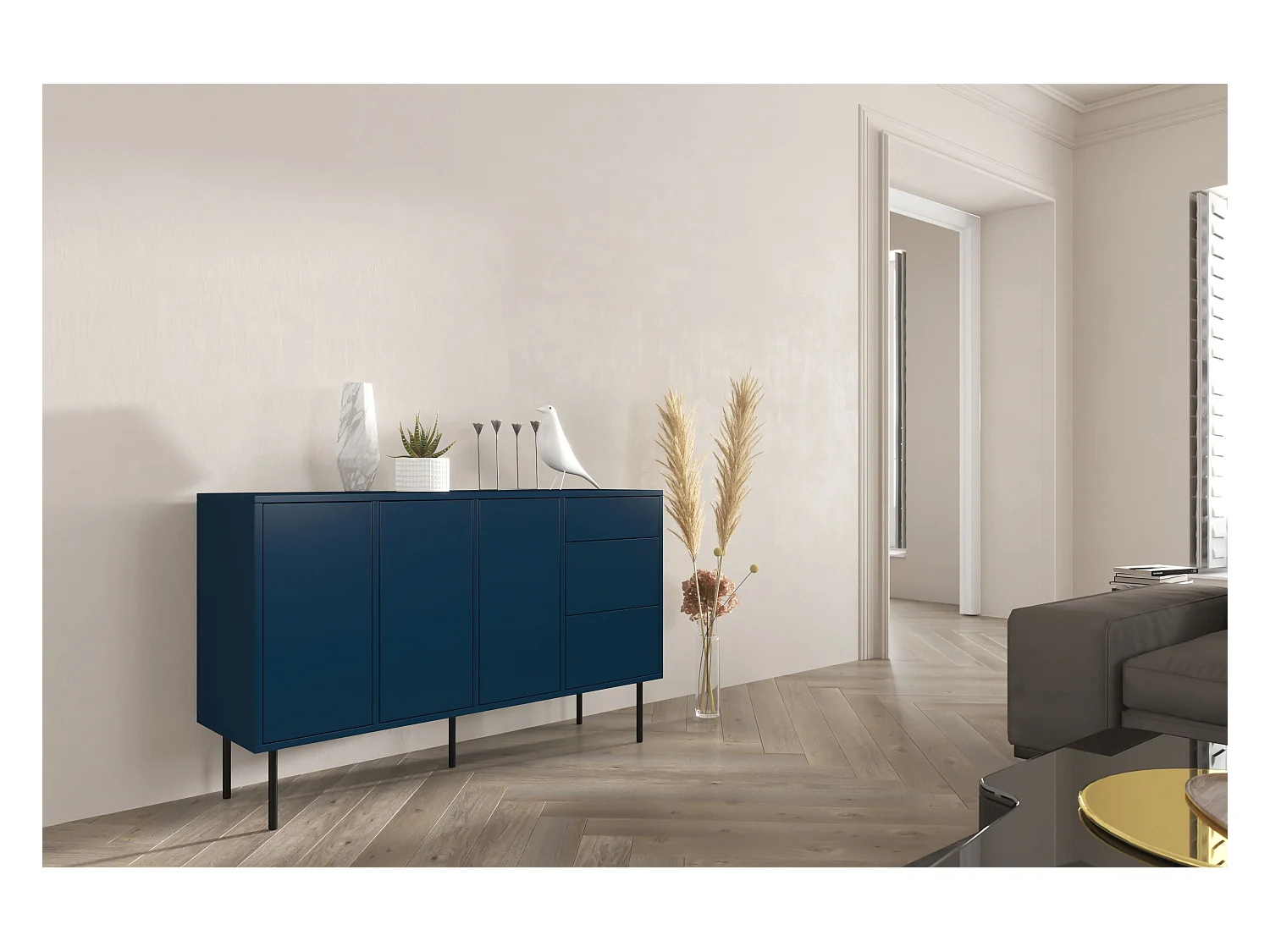 Granatowa nowoczesna komoda Dancan MIRKA / szer. 130 cm