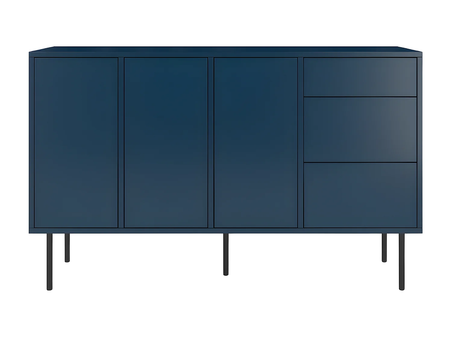 Sideboard Mirka, marinblau, push to open system, minimalistisch