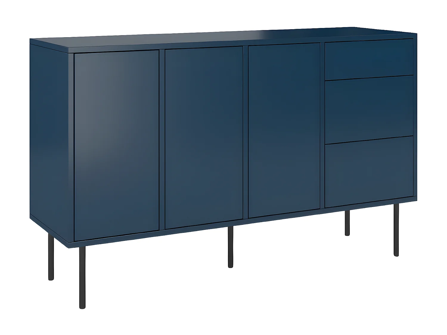 Sideboard Mirka, marinblau, push to open system, minimalistisch