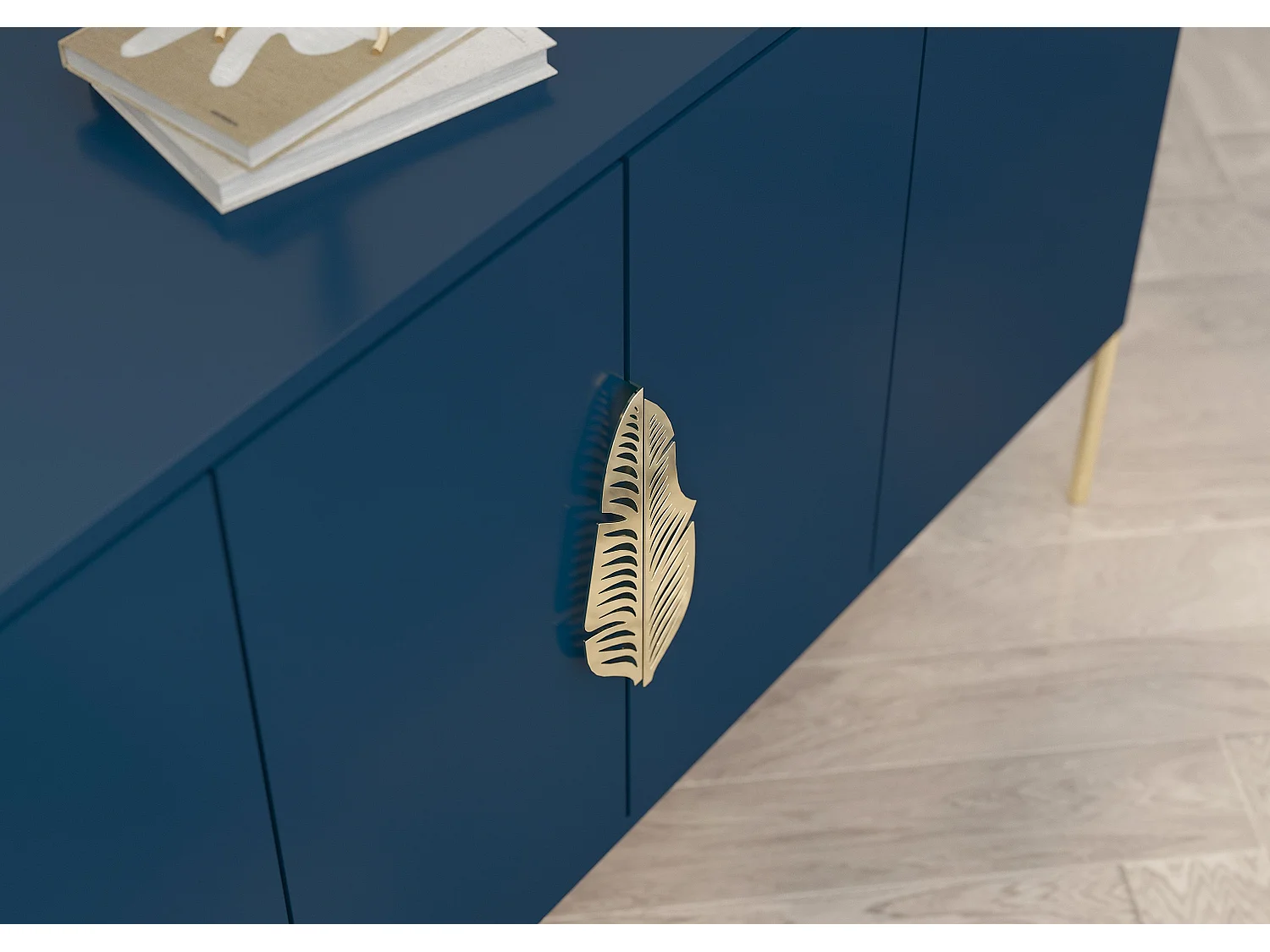 Sideboard Merlin, marinblau, goldene details