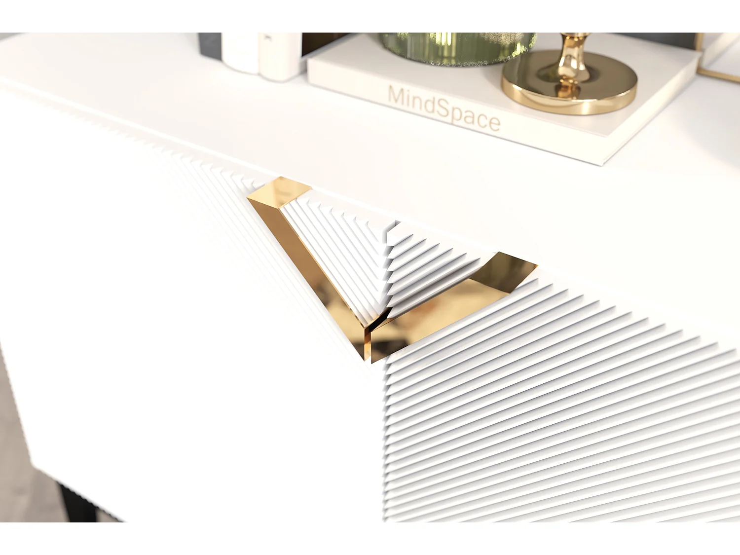 Drewniana komoda Visby DEMI LONG / kolor biały + czarne nogi