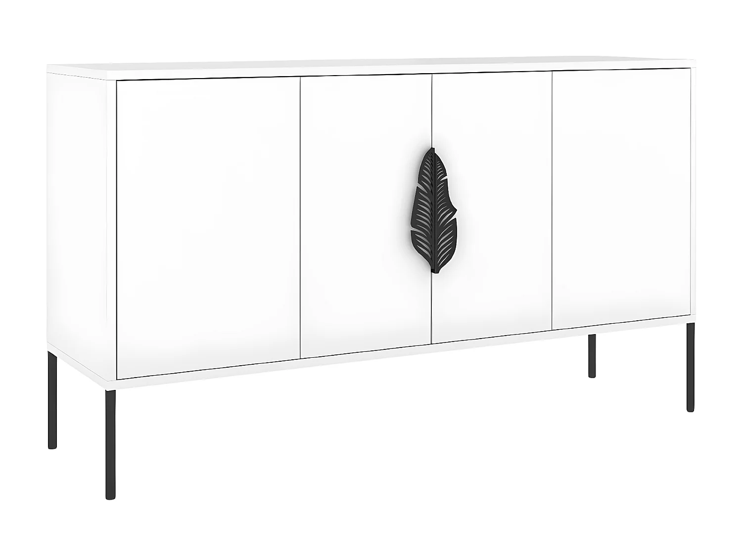 Sideboard Merlin, weiß, schwarze details