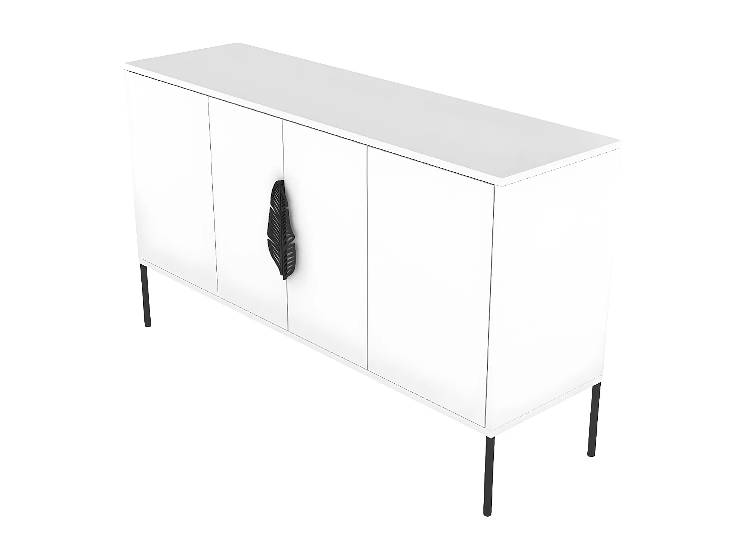 Sideboard Merlin, weiß, schwarze details