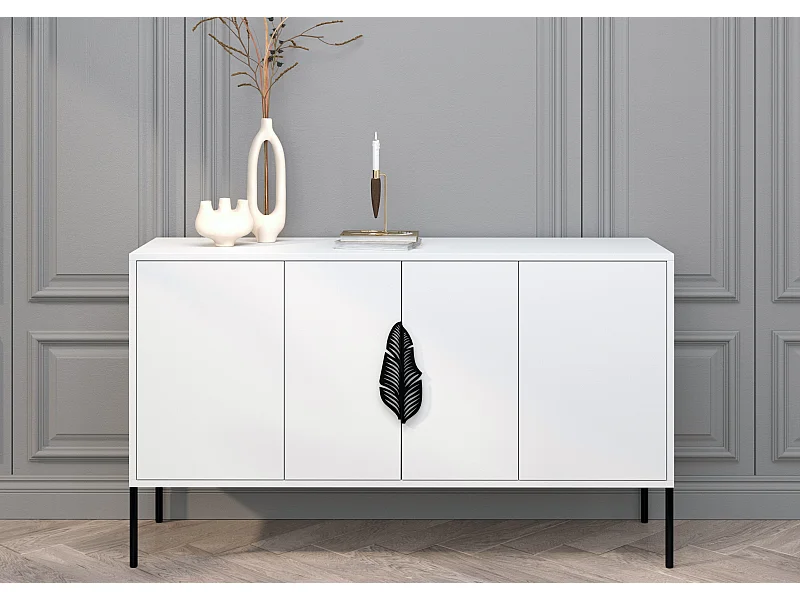 Sideboard Merlin, weiß, schwarze details