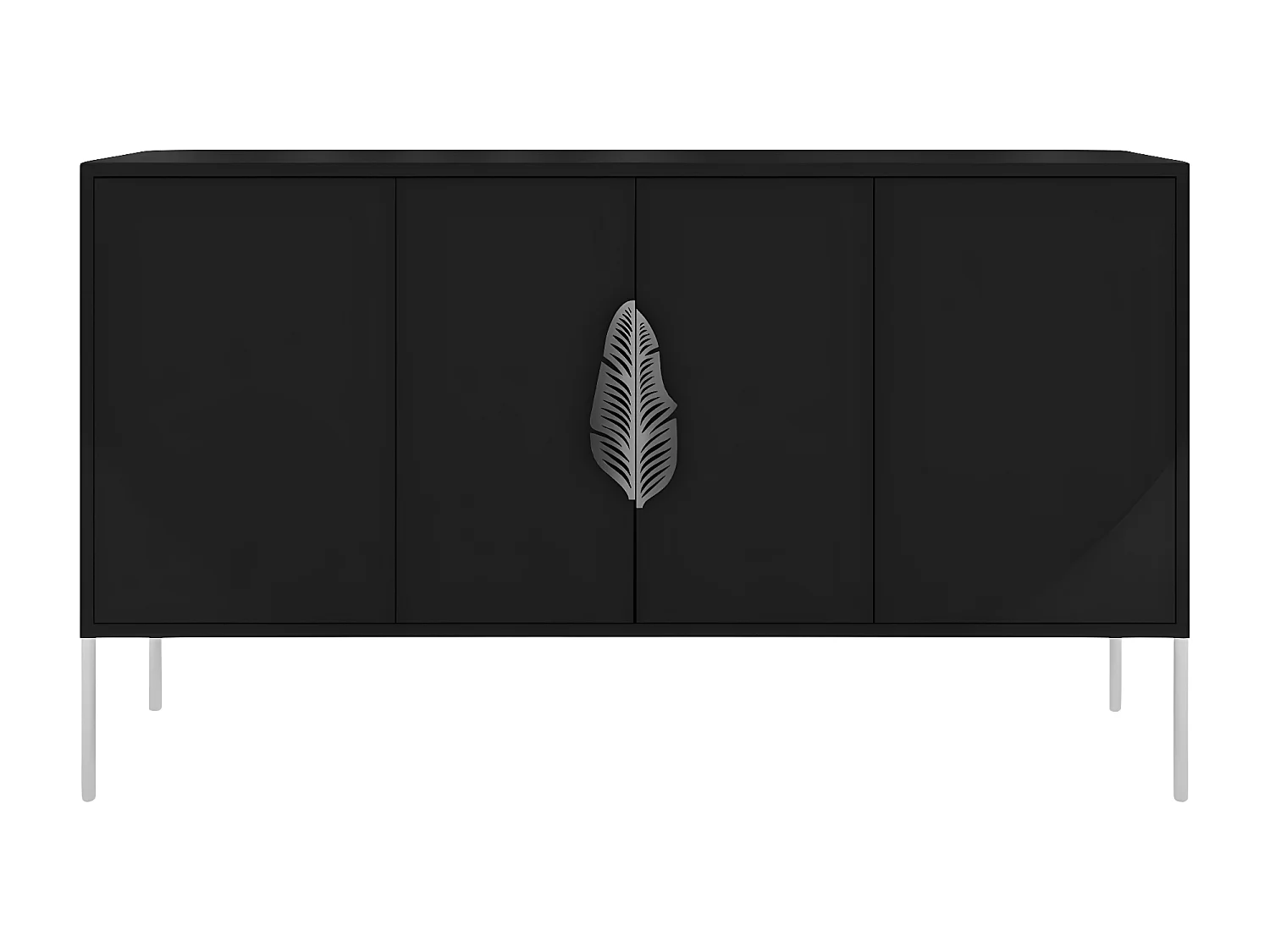 Sideboard Merlin, schwarz, silberne details