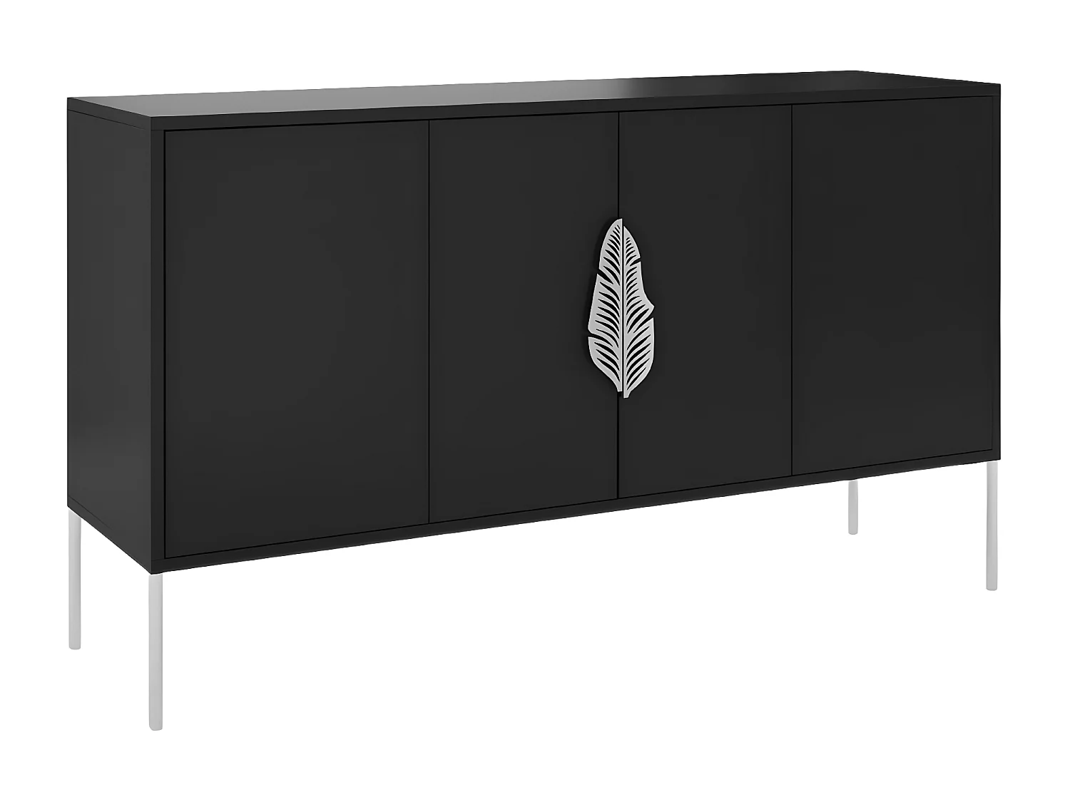 Sideboard Merlin, schwarz, silberne details