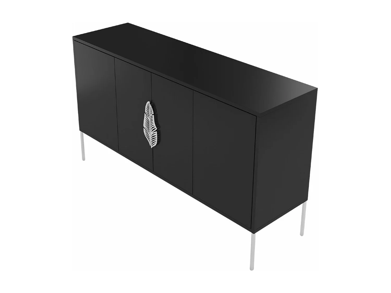Sideboard Merlin, schwarz, silberne details