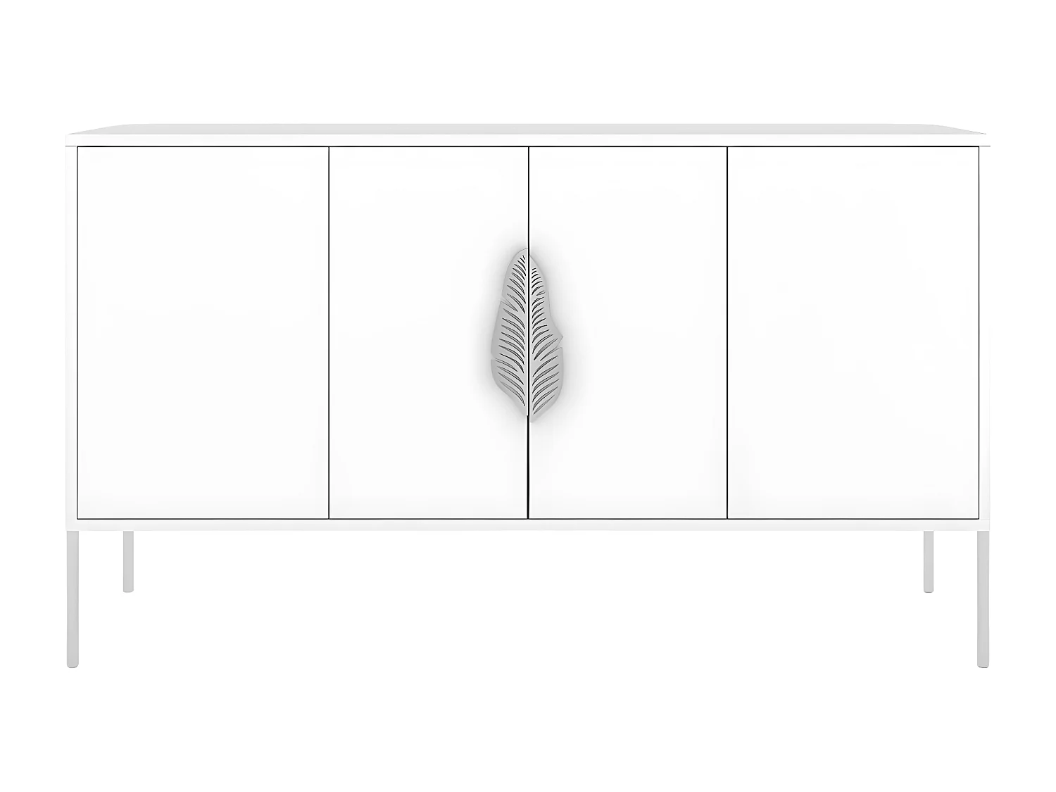 Sideboard Merlin, weiß, silberne details