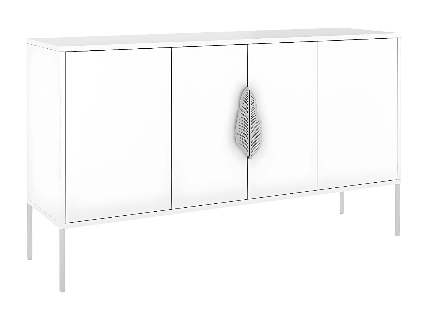 Sideboard Merlin, weiß, silberne details