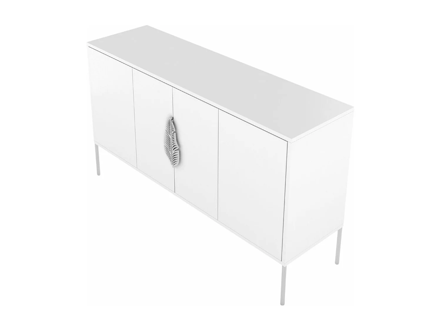 Sideboard Merlin, weiß, silberne details