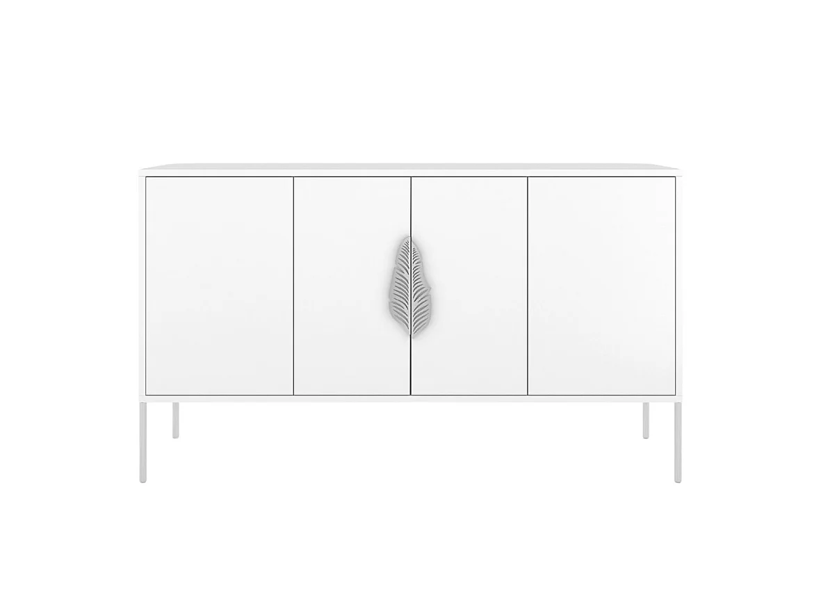 Sideboard Merlin, weiß, silberne details