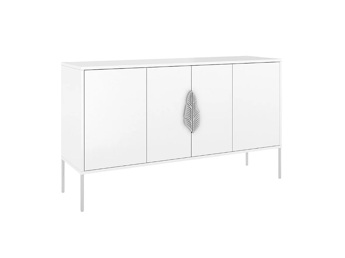 Sideboard Merlin, weiß, silberne details