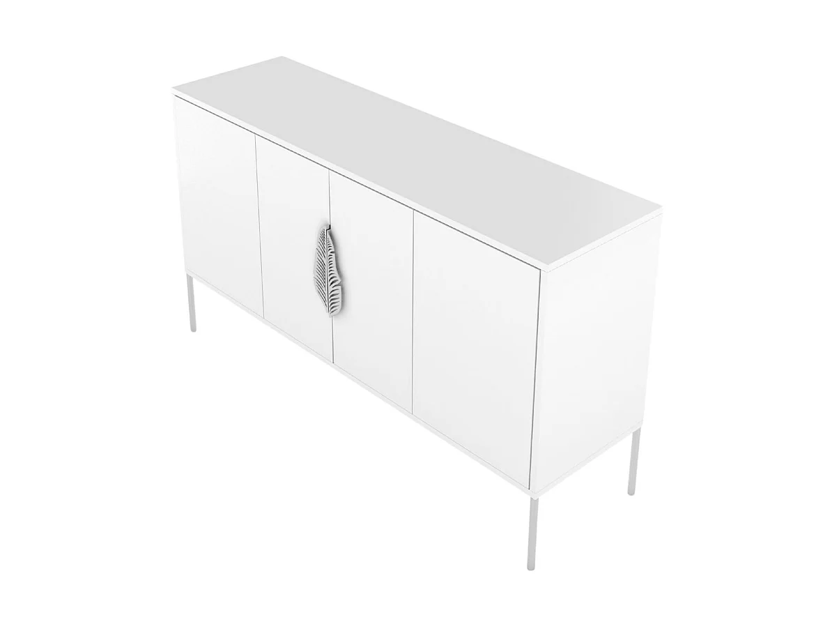 Sideboard Merlin, weiß, silberne details