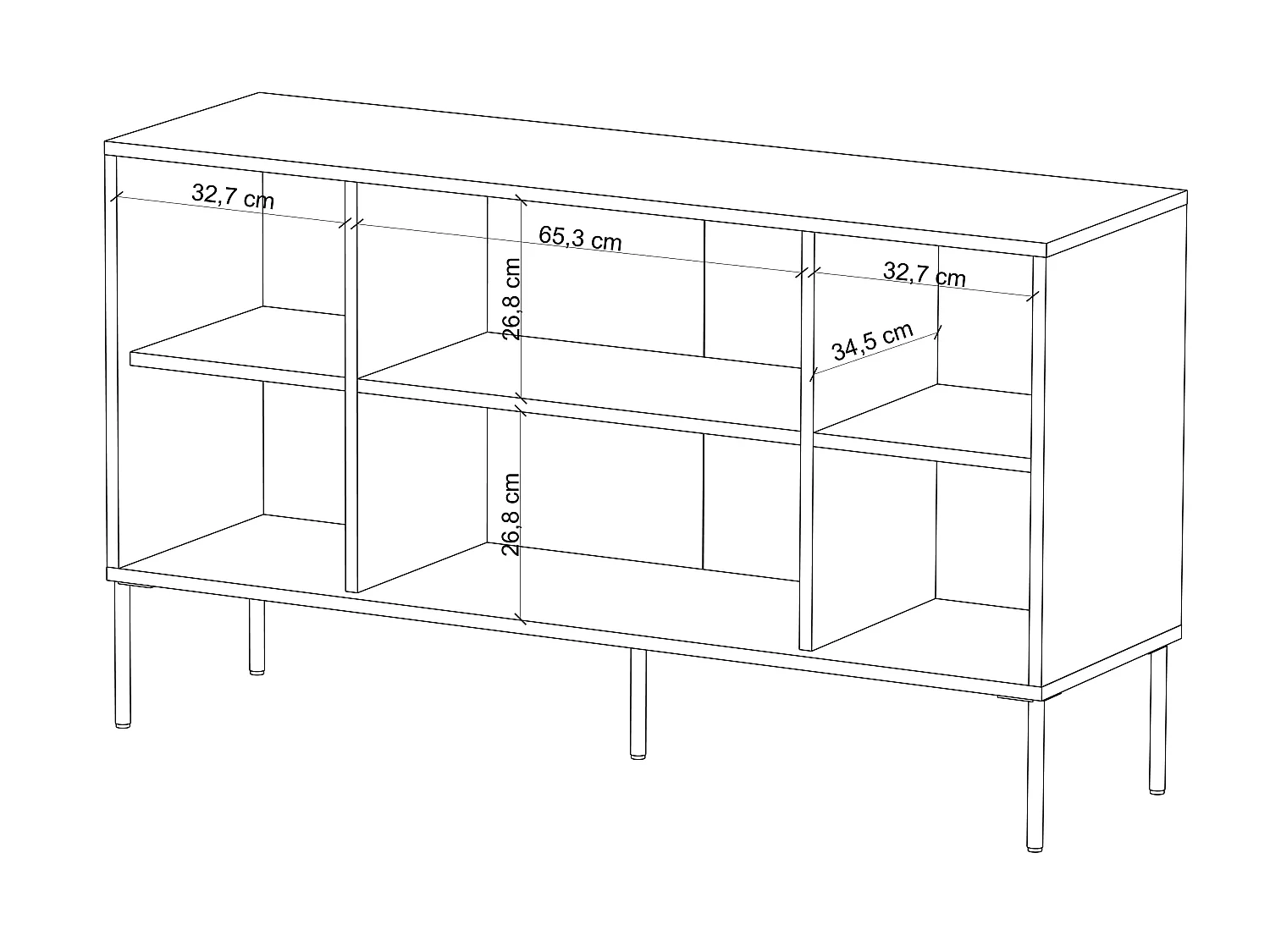 Sideboard Merlin, weiß, silberne details