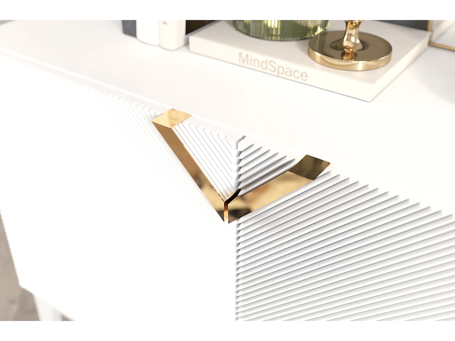 Buffet en bois DEMI LONG / blanche + pieds blancs / 201,5 cm