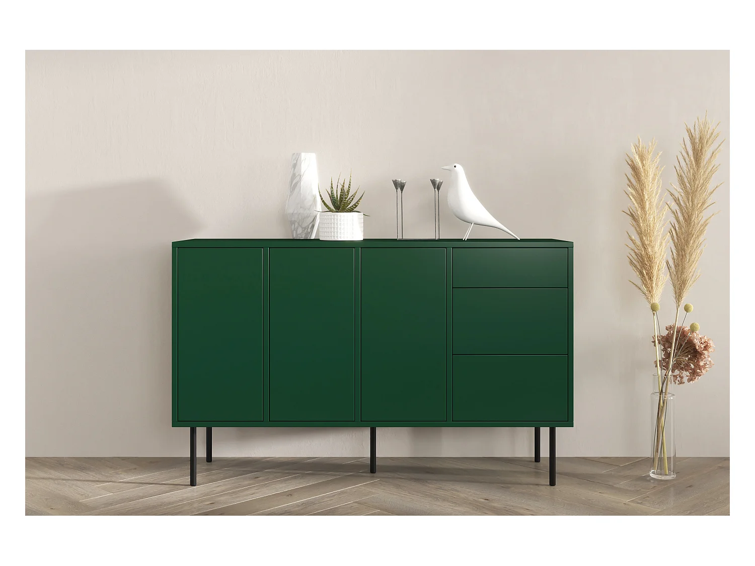 Buffet moderne verte MIRKA / 130 cm