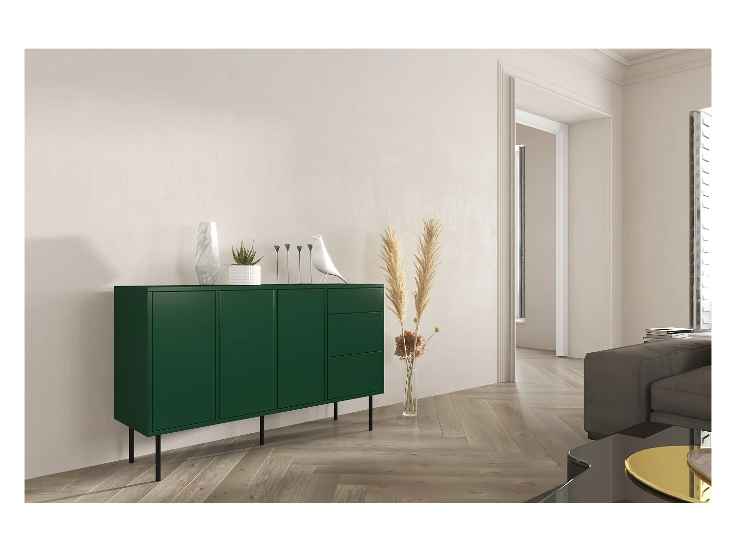 Buffet moderne verte MIRKA / 130 cm